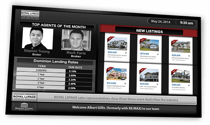 Digital Screen real estate listings