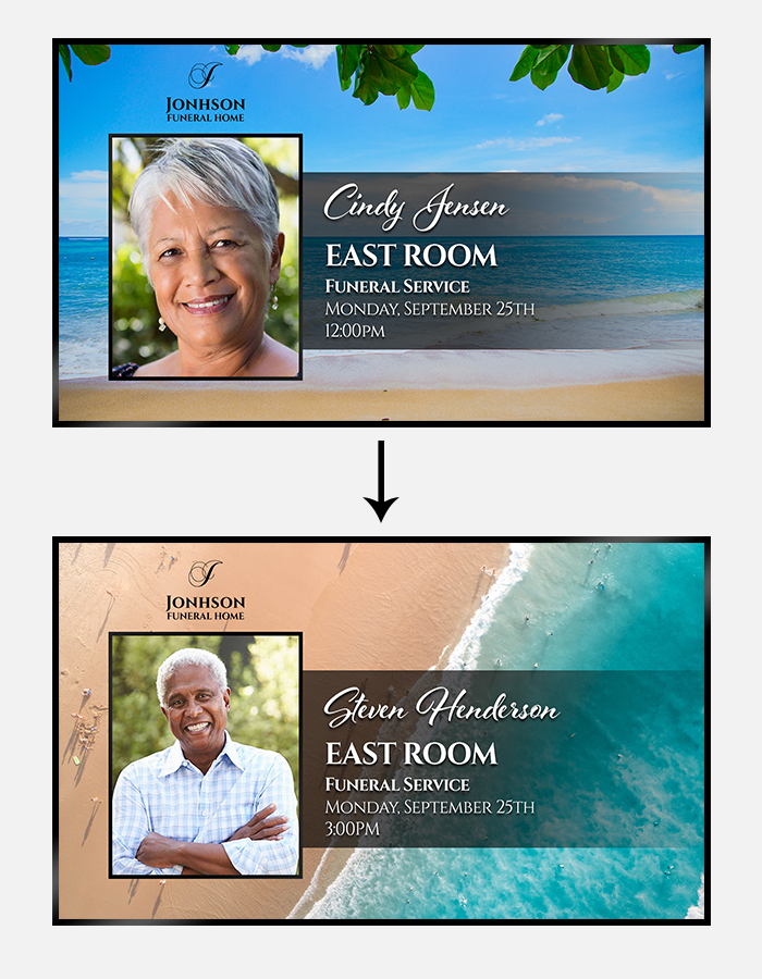 funeral home digital signage automatically changing information
