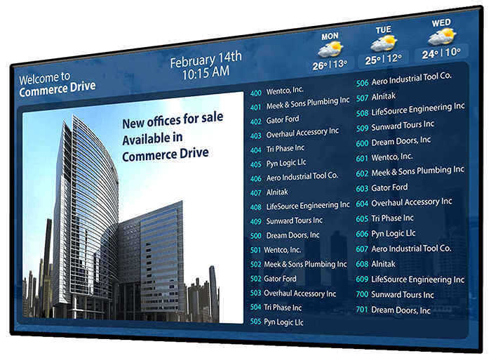 Digital building directory with ad space