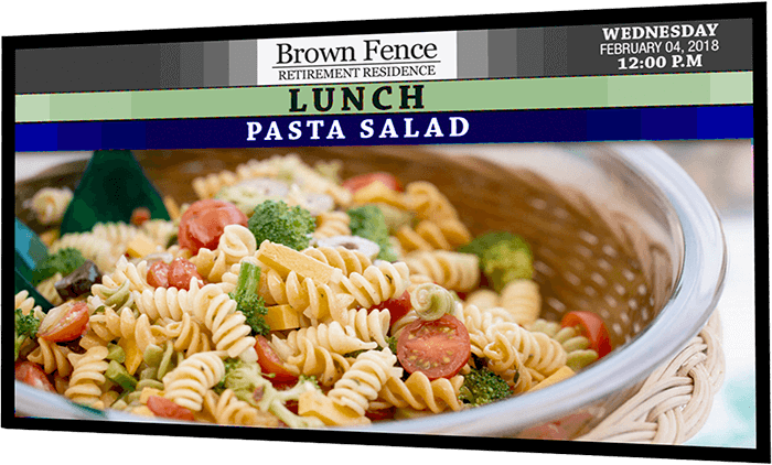 Lunch menu screen for retirement home