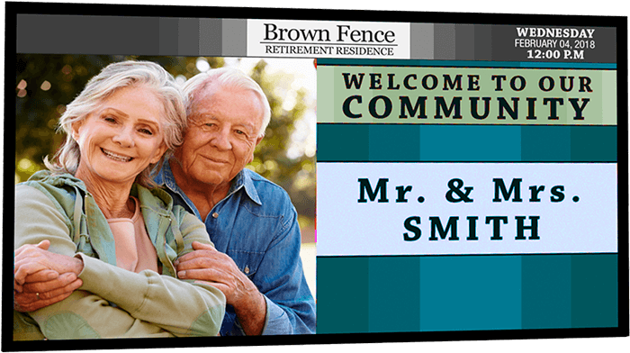 Welcome Residents Digital Message Screen Retirement home