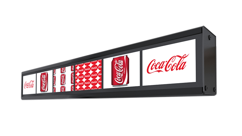 digital shelf edge display showing coca cola promo