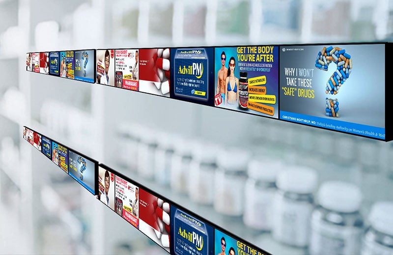 pharmacy shelf edge displays