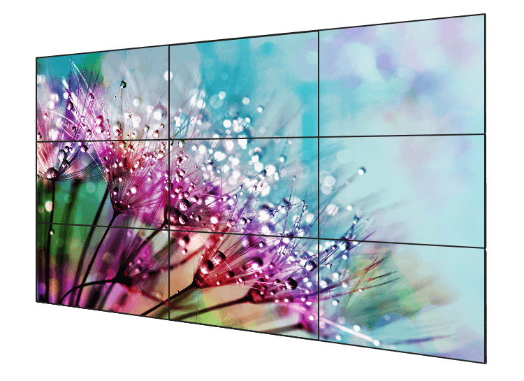 nine panel video wall displaying beautiful flower