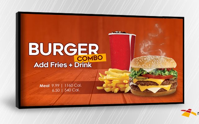 digital menu displaying fast food combo promotion