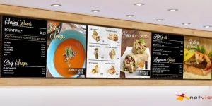 digital menu displays in custom enclosure