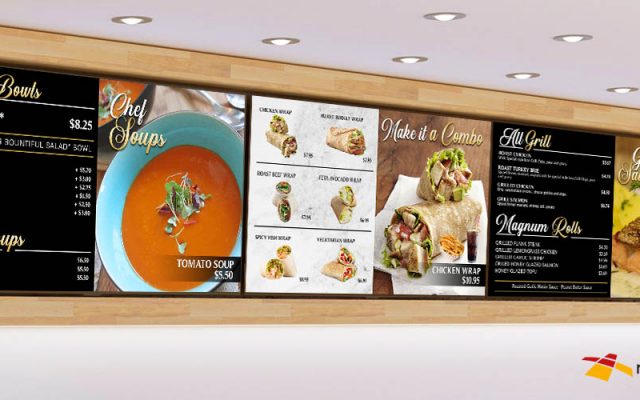 digital menu displays in custom enclosure