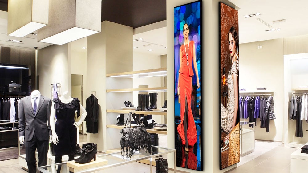 stretched displays in fashion retail store