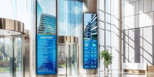 stretched displays at corporate lobby