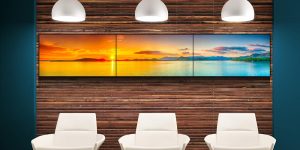 stretched video wall displaying beautiful landscape