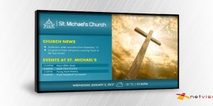 church digital signage displaying news and events