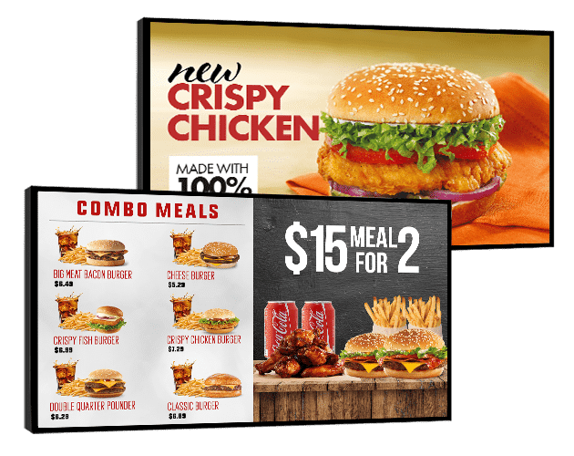 landscape mode digital menu boards for fast food restaurants
