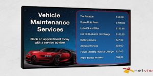 automotive digital signage displays promoting maintenance services
