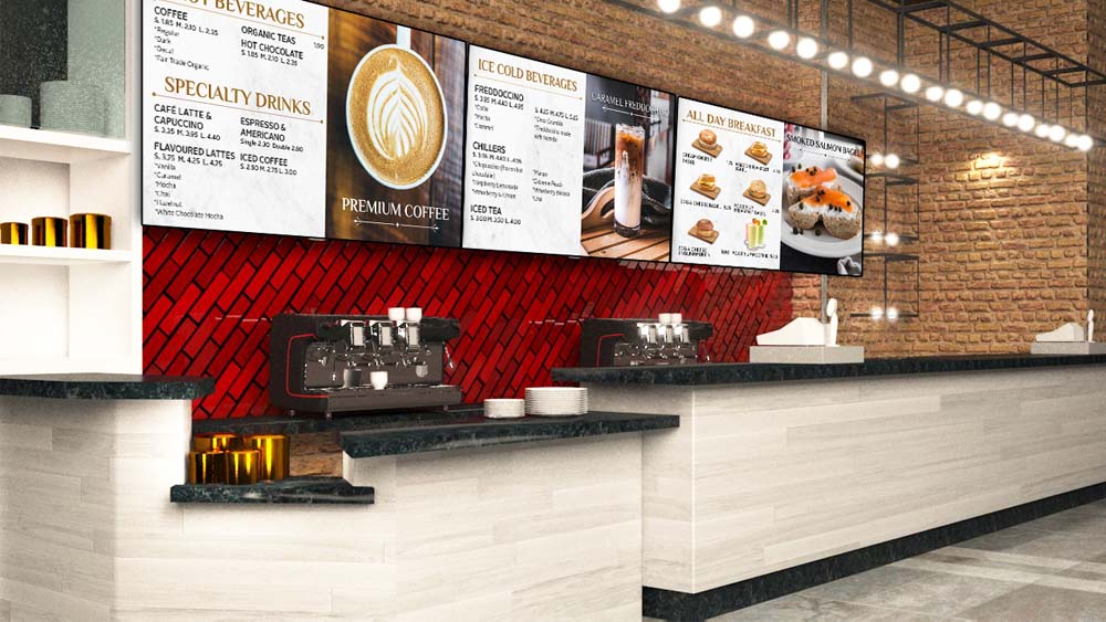 Bars Coffee Shops Bakeries Digital Menu Boards for Restaurants Pizzerias 