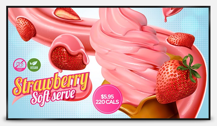 ice cream promotion on digital menu board