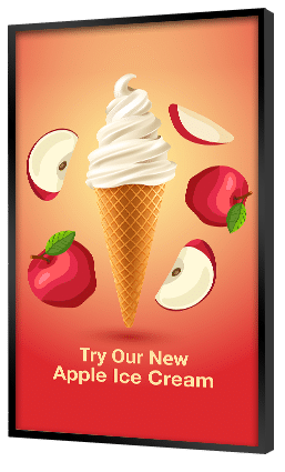 digital menu board showing ice cream promo