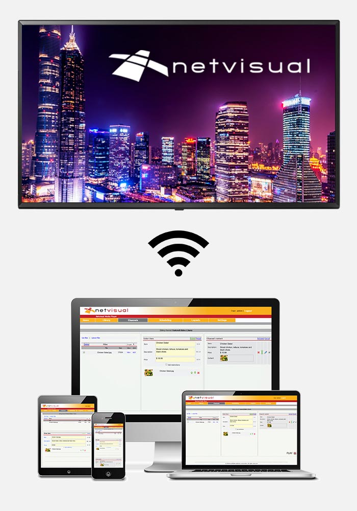 digital signage software wirelessly updating screen