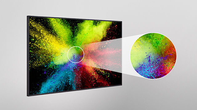 Close-up of vivid colour detail on an LG UH5Q signage display